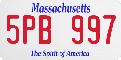 MA license plate 5PB997