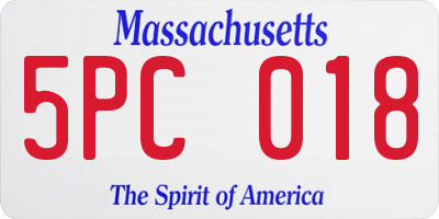 MA license plate 5PC018