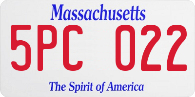 MA license plate 5PC022