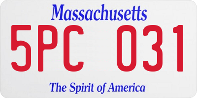 MA license plate 5PC031