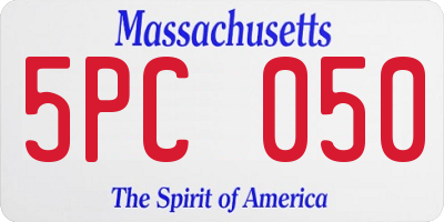 MA license plate 5PC050