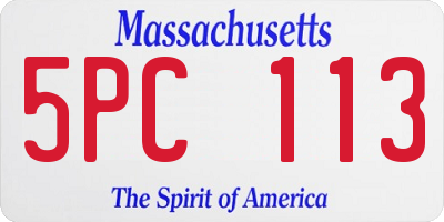MA license plate 5PC113