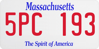 MA license plate 5PC193