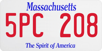 MA license plate 5PC208