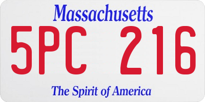 MA license plate 5PC216