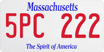 MA license plate 5PC222