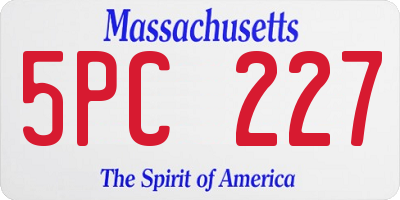 MA license plate 5PC227