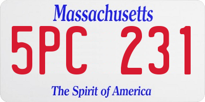 MA license plate 5PC231