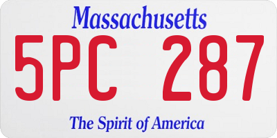 MA license plate 5PC287