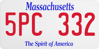 MA license plate 5PC332