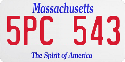 MA license plate 5PC543