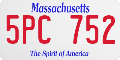 MA license plate 5PC752