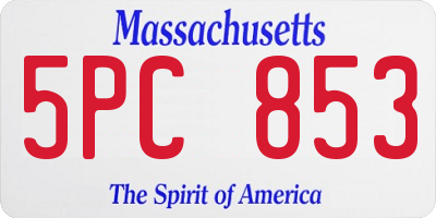 MA license plate 5PC853