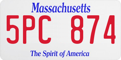 MA license plate 5PC874
