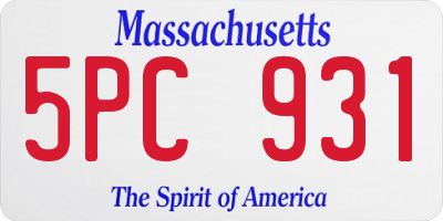 MA license plate 5PC931