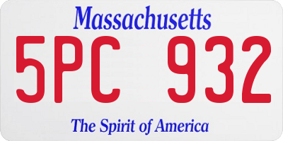 MA license plate 5PC932