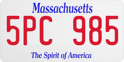 MA license plate 5PC985