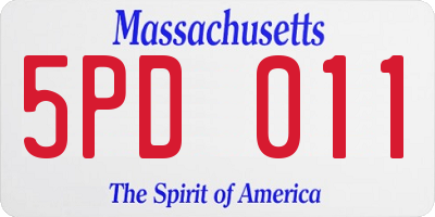 MA license plate 5PD011