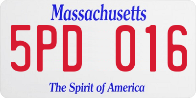 MA license plate 5PD016