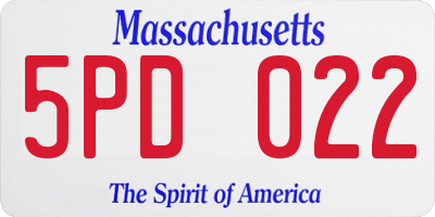 MA license plate 5PD022