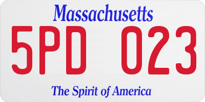 MA license plate 5PD023