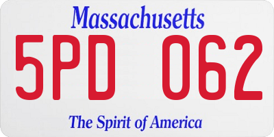 MA license plate 5PD062