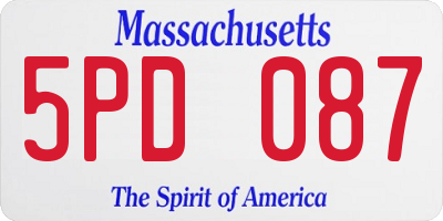 MA license plate 5PD087
