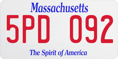 MA license plate 5PD092