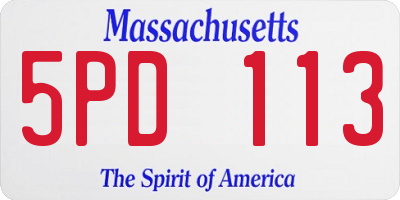 MA license plate 5PD113