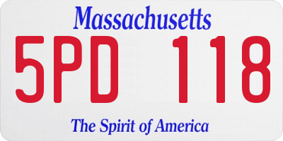 MA license plate 5PD118