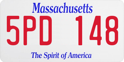 MA license plate 5PD148