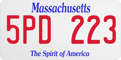 MA license plate 5PD223
