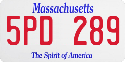 MA license plate 5PD289