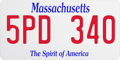 MA license plate 5PD340
