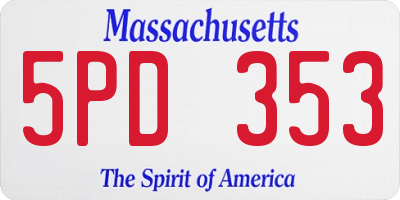 MA license plate 5PD353