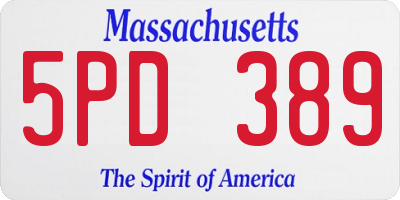 MA license plate 5PD389