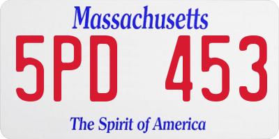 MA license plate 5PD453