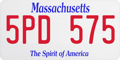 MA license plate 5PD575