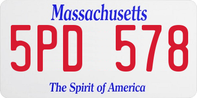 MA license plate 5PD578