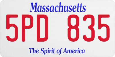 MA license plate 5PD835