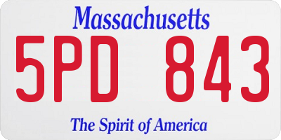 MA license plate 5PD843