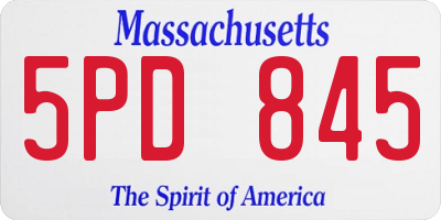 MA license plate 5PD845