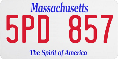 MA license plate 5PD857