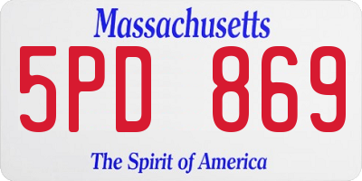 MA license plate 5PD869