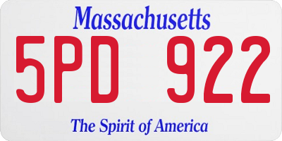 MA license plate 5PD922