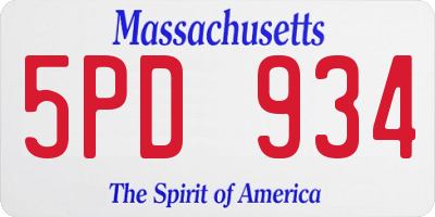 MA license plate 5PD934