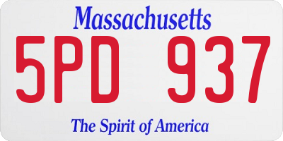 MA license plate 5PD937