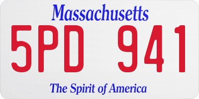 MA license plate 5PD941