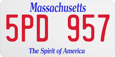 MA license plate 5PD957
