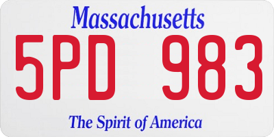 MA license plate 5PD983